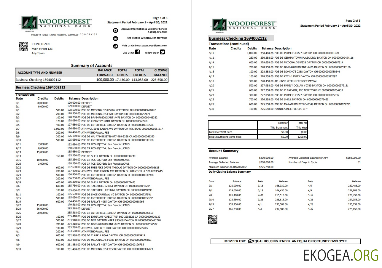USA Woodforest xls 3 pages